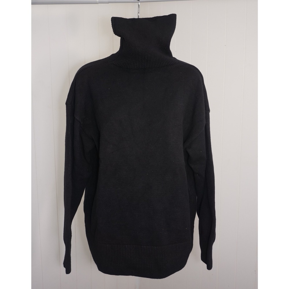 Black Medium Turtleneck Sweater Long Sleeve Ribbed Trim Knit